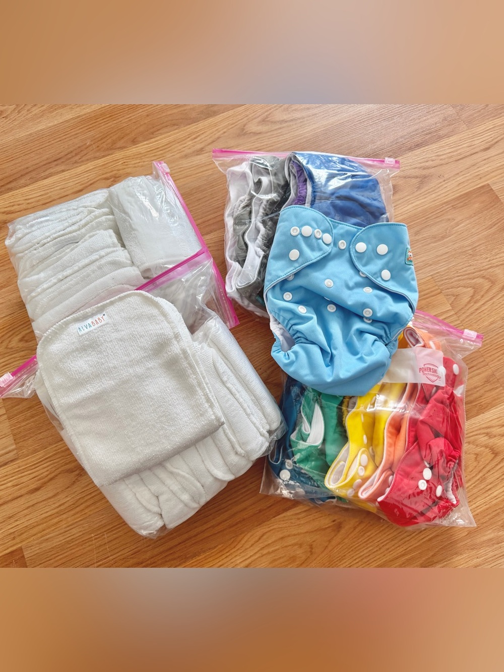 Alva baby 12 Cloth Diaper Bundle with 24 Inserts + 3 Swim Diapers + Wet Bag